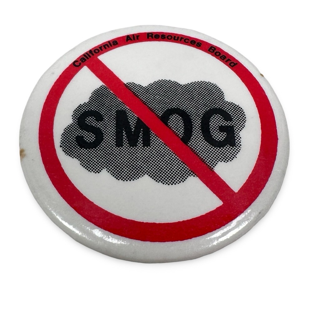Vintage California Air Resources Board No Smog Pinback Button Anti-Pollution